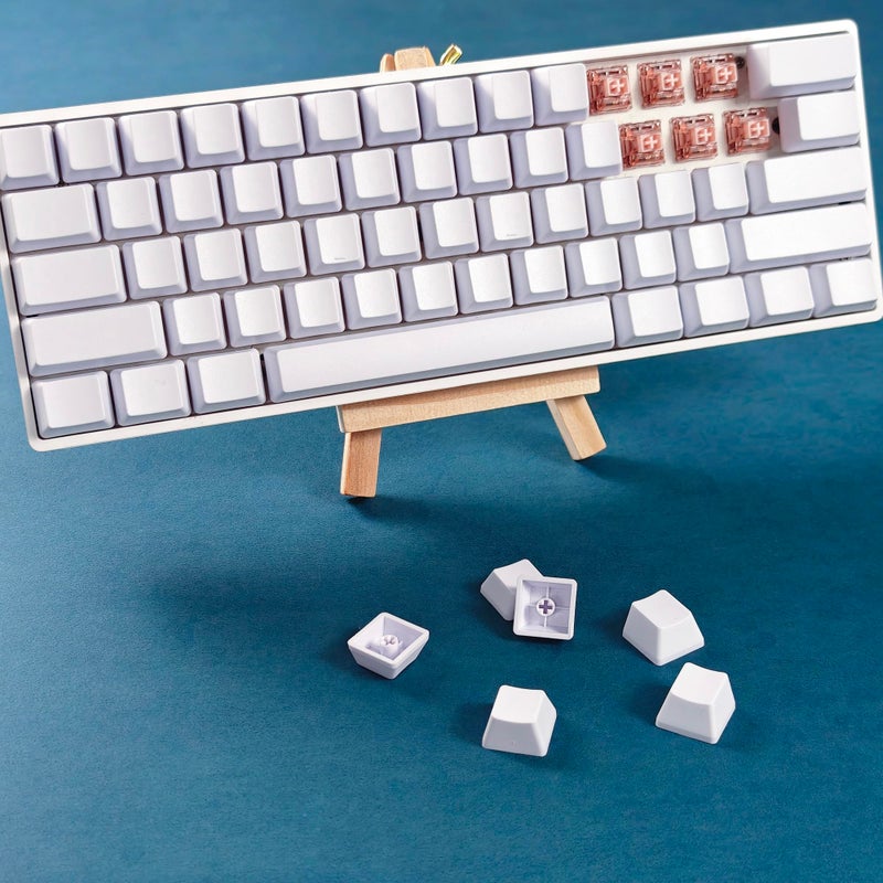 YMDK Blank Thick PBT OEM Profile 61 ANSI Keycaps for MX Switches Mechanical Keyboard (White)(Only Keycap) - Image 4